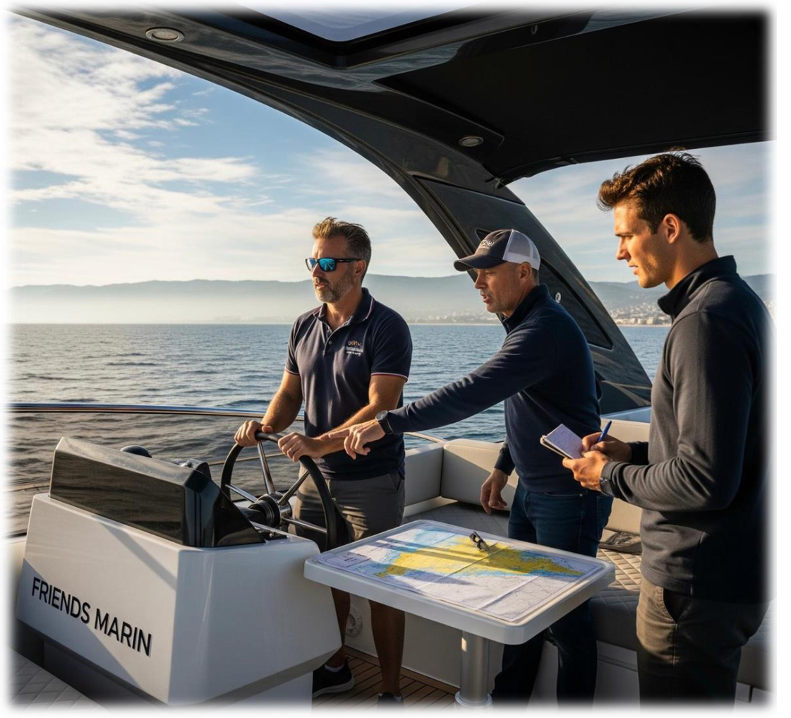 Motoryat üzerinde eğitim alan katılımcılar